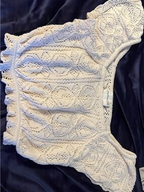 Freshman Cream Crochet Knit Crop Top